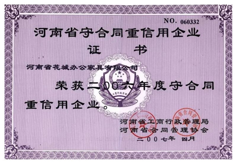 2006年（nián）度守（shǒu）合同重信用企業
